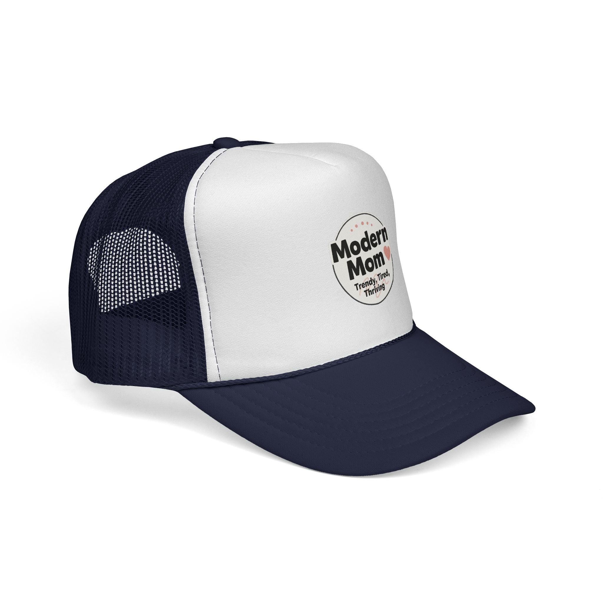 Modern Mom heart badge Trucker Cap | Mom life, trendy tired thriving