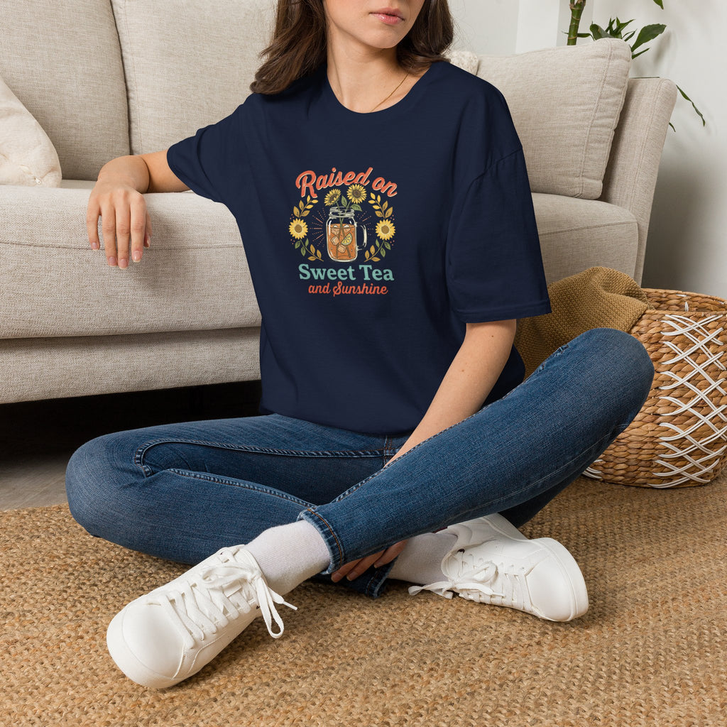 Raised on Sweet Tea graphic T-Shirt | Mason Jar Sunflower Southern