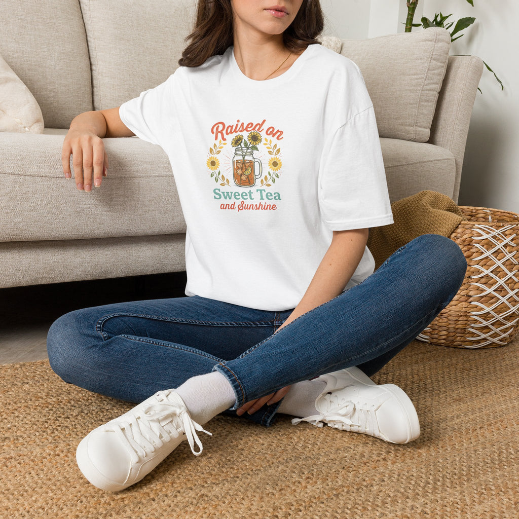 Raised on Sweet Tea graphic T-Shirt | Mason Jar Sunflower Southern