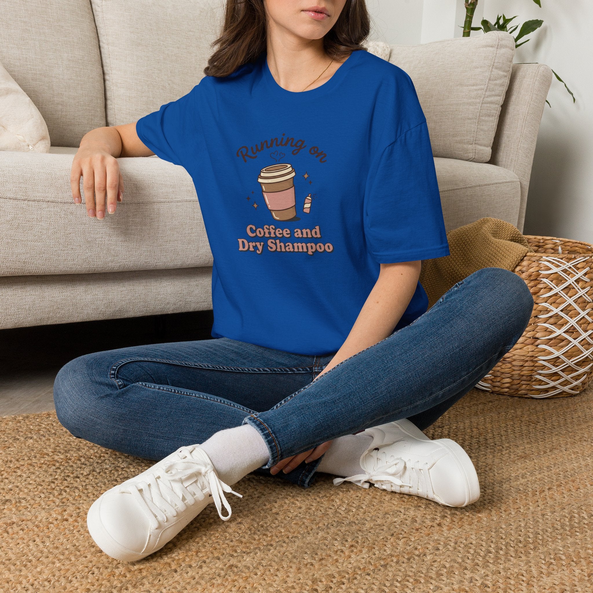 Running on Coffee and Dry Shampoo T-Shirt | Coffee Cup Graphic Tee