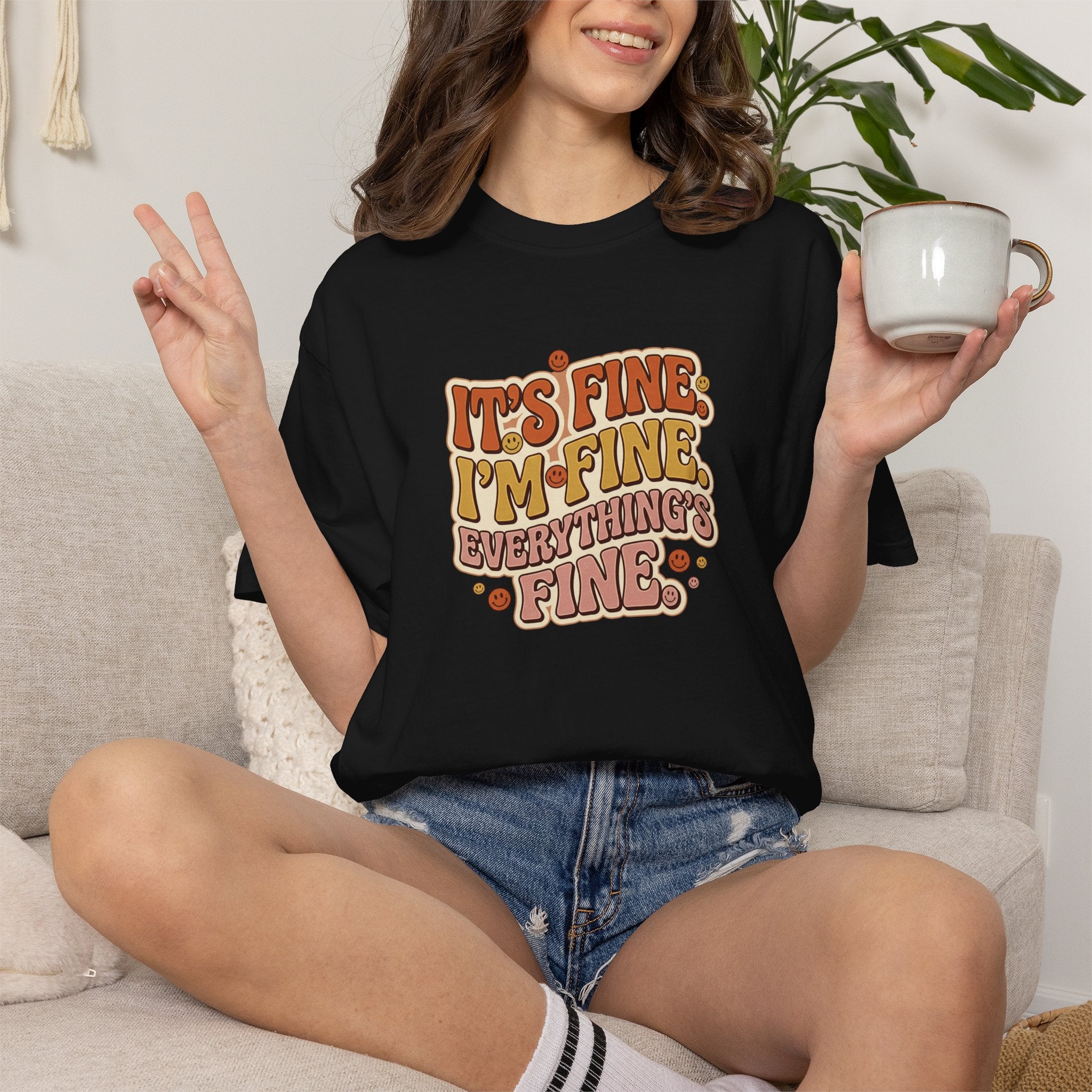 Its Fine Im Fine Everythings Fine Tshirt, Retro Typography, 70s Vibe