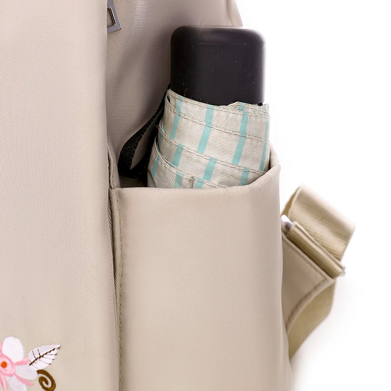 Waterproof Oxford Women Backpack Fashion Anti-theft School Bag Embroidery Designer Female Large Capacity Travel Shoulder Handbag