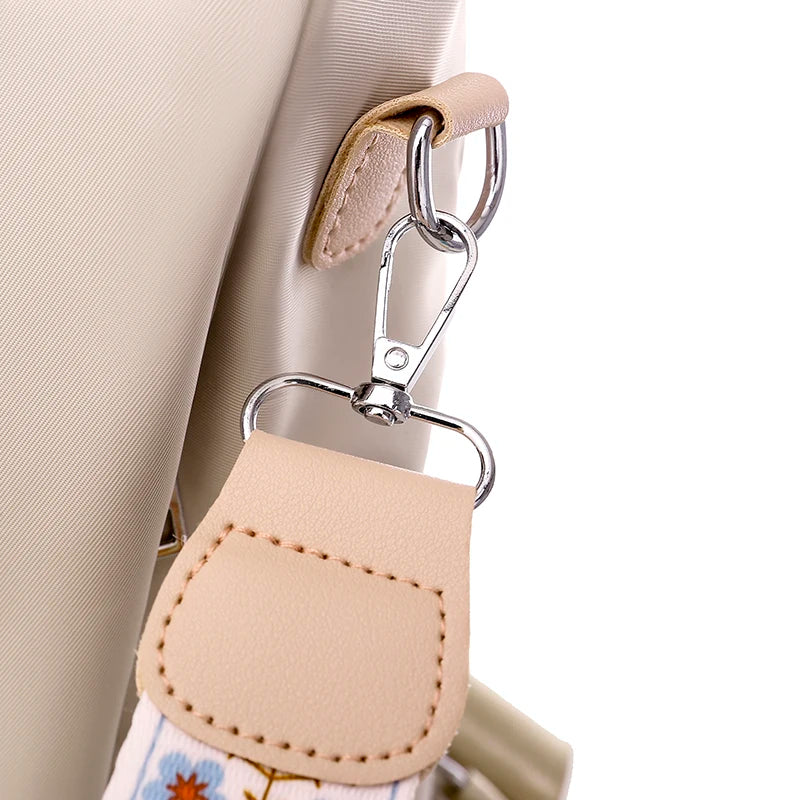 Waterproof Oxford Women Backpack Fashion Anti-theft School Bag Embroidery Designer Female Large Capacity Travel Shoulder Handbag