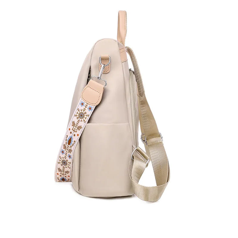 Waterproof Oxford Women Backpack Fashion Anti-theft School Bag Embroidery Designer Female Large Capacity Travel Shoulder Handbag