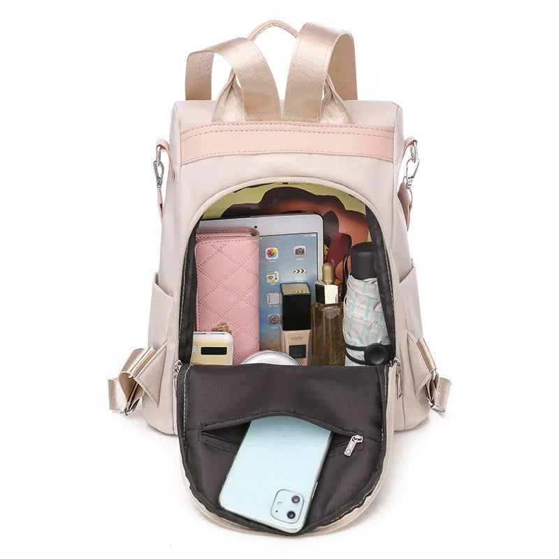 Waterproof Oxford Women Backpack Fashion Anti-theft School Bag Embroidery Designer Female Large Capacity Travel Shoulder Handbag