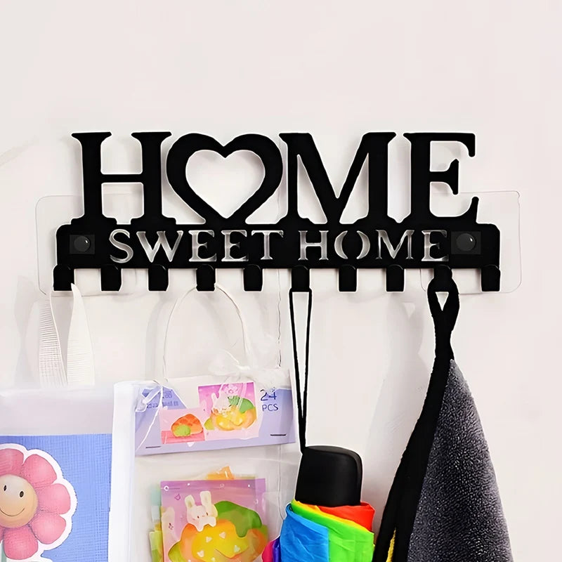 1pc Black Metal Keys Holder Wall Mount Key Holder Sweet Home Design Style Key Rack for Key Hanger with 10 Hooks
