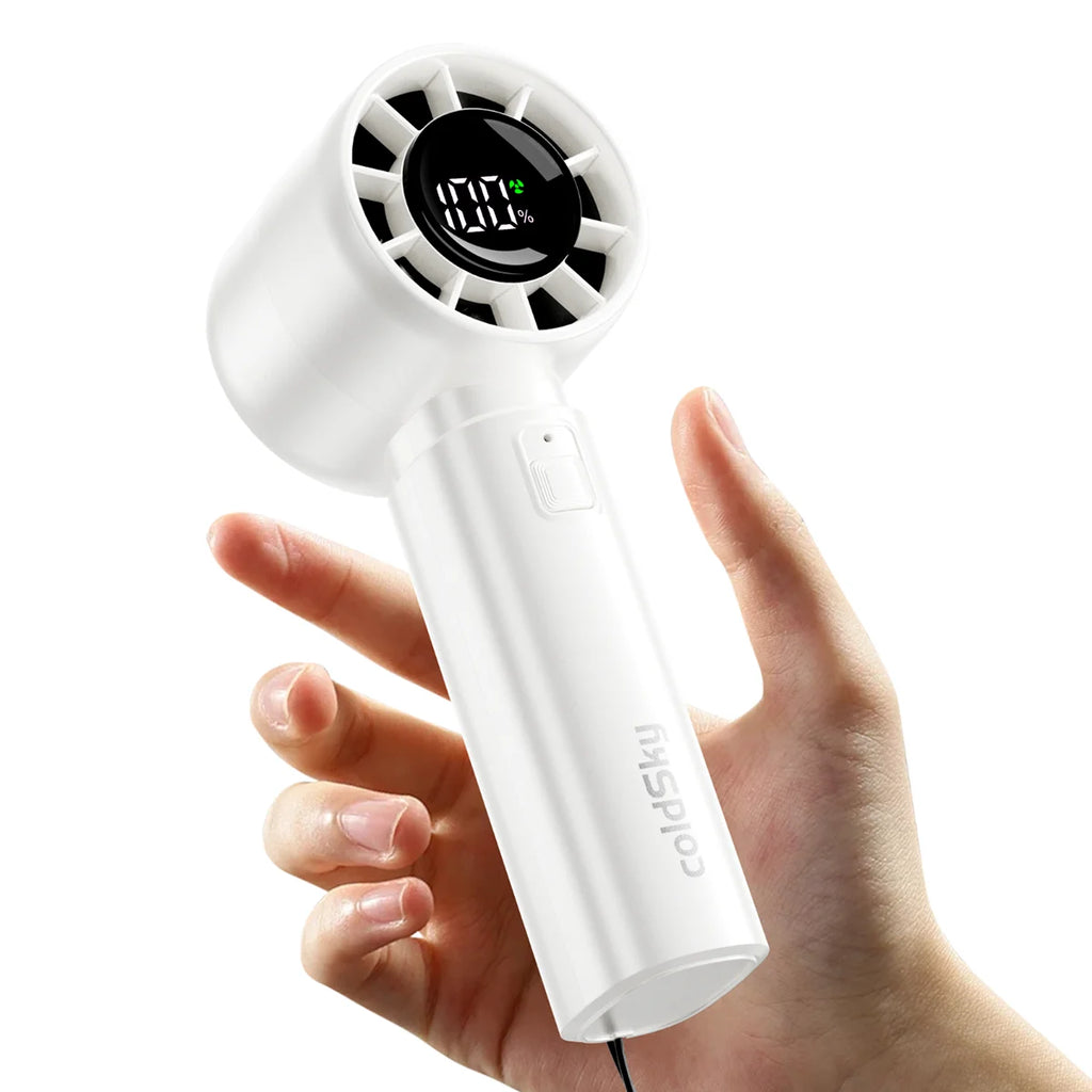 coldSky Handheld Mini Fan 4000mAh Battery Portable Rechargeable Fan with LED Display 5 Speed Turbo Fan for Beach Travel Vacation