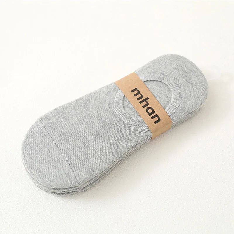 5Pair / Lot Fashion Happy Men Boat Socks Summer Autumn Non-slip Silicone Invisible Cotton Socks Male Ankle Sock Slippers Meia
