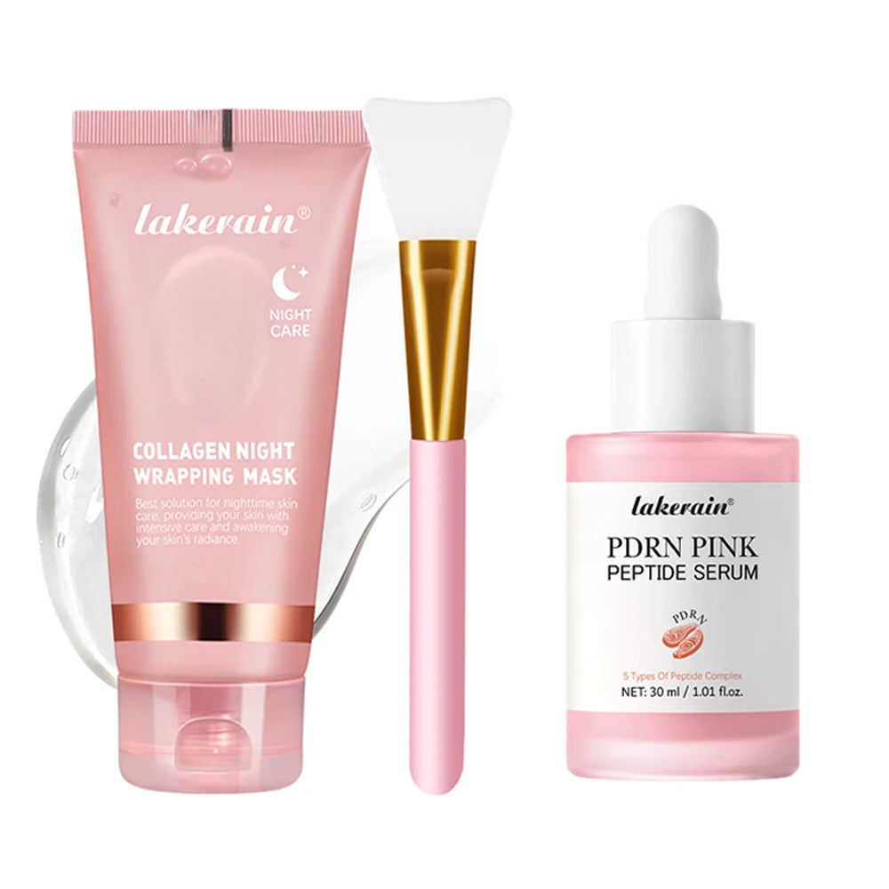 Collagen Wrapping Mask &Salmon DNA PDRN Pink Peptide Serum Pink Glow Serum Remove Skin Darkness Moisturizing Firming Korean Skin