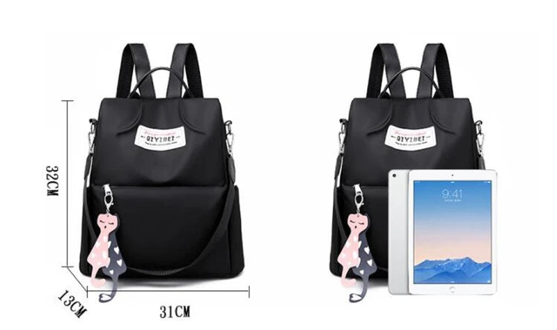 Waterproof Oxford Women Backpack Fashion Anti-theft School Bag Embroidery Designer Female Large Capacity Travel Shoulder Handbag