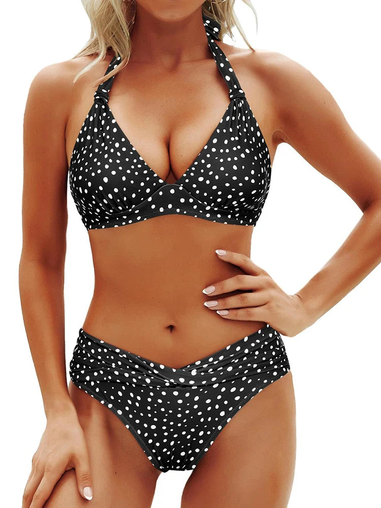Circyy Contrast Color Sexy Bikini Set Women Swimsuit Two-Piece Deep V-Neck Swimsuits Swimwear Summer Fashion Bathing Beachwear