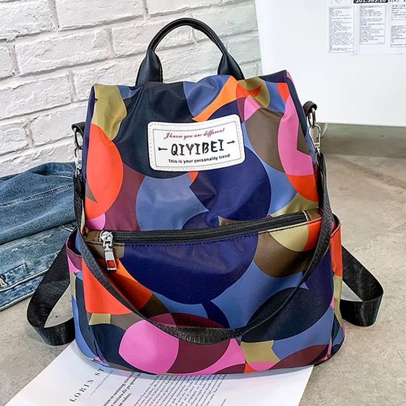 Waterproof Oxford Women Backpack Fashion Anti-theft School Bag Embroidery Designer Female Large Capacity Travel Shoulder Handbag