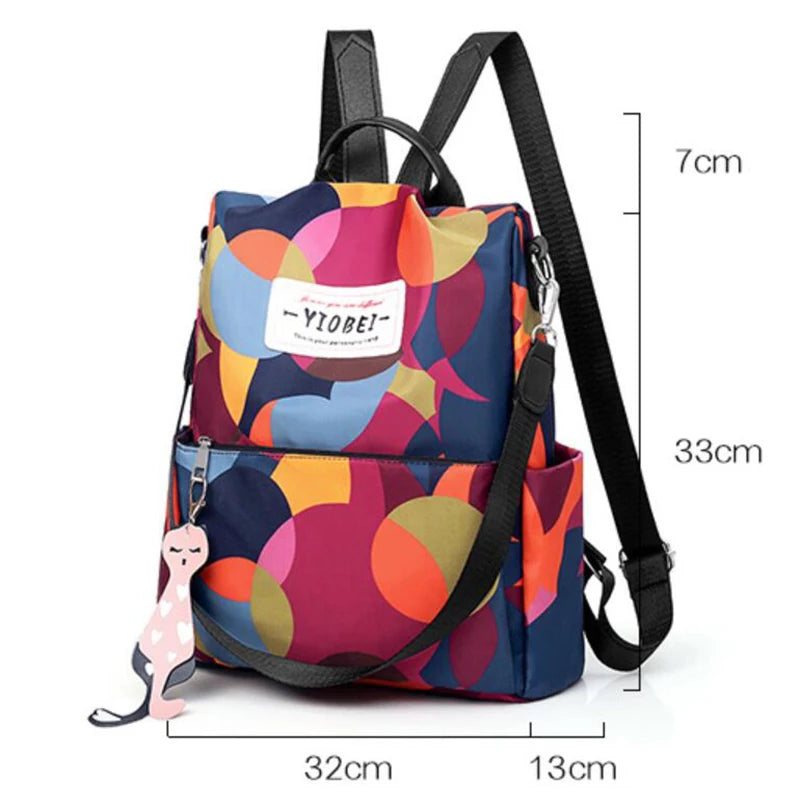 Waterproof Oxford Women Backpack Fashion Anti-theft School Bag Embroidery Designer Female Large Capacity Travel Shoulder Handbag