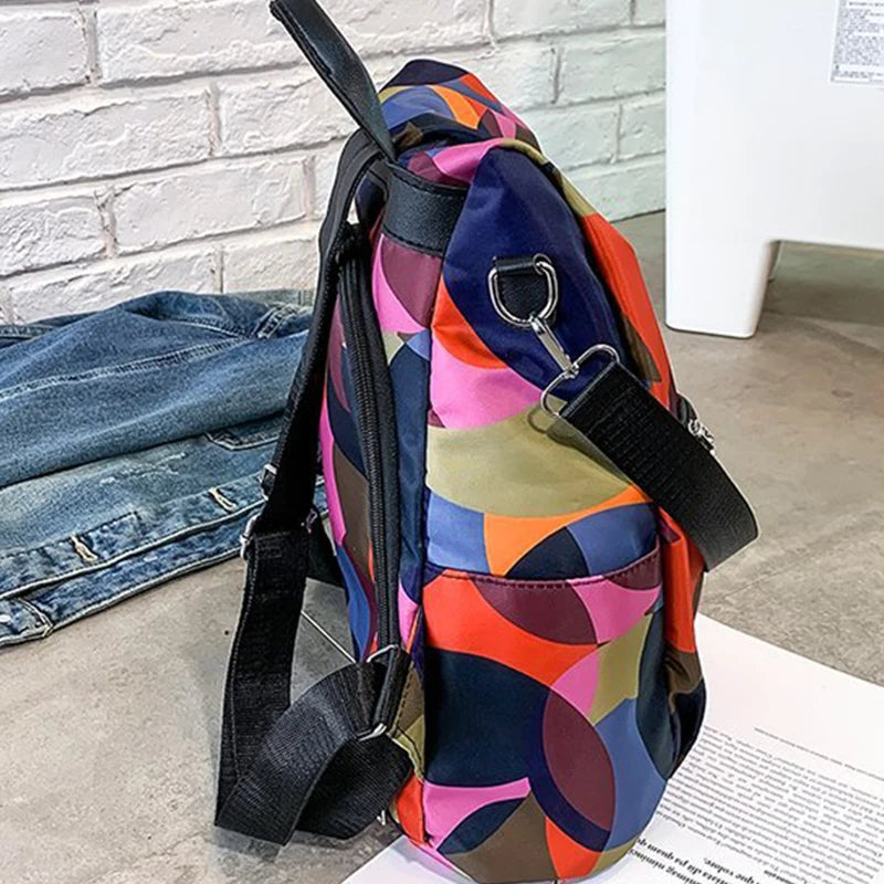 Waterproof Oxford Women Backpack Fashion Anti-theft School Bag Embroidery Designer Female Large Capacity Travel Shoulder Handbag