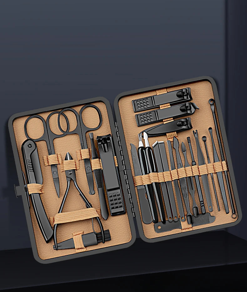 7/16/24Pcs Manicure Set Professional Nail Clipper Pedicure Kit Stainless Steel Nail Care Tool Grooming Kit with Luxurious Travel