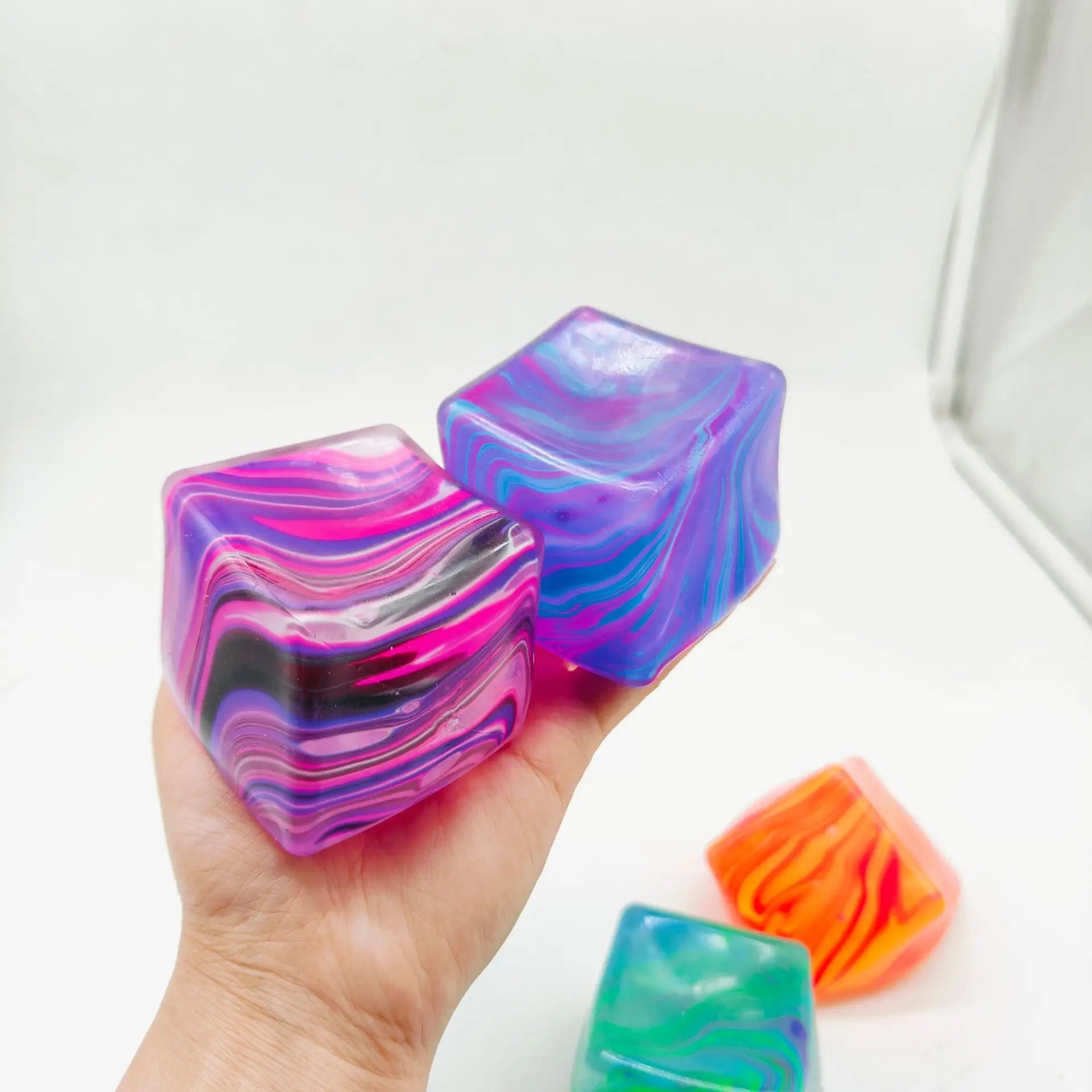 /5.5cm Soft and Glutinous Sensory Stress-relief Toy Needoh Cube Filled with Gel Stretchable Ball Soft Ice Cube Ball Slow Rebound