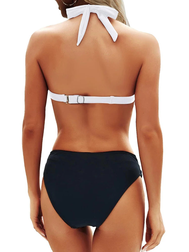 Circyy Contrast Color Sexy Bikini Set Women Swimsuit Two-Piece Deep V-Neck Swimsuits Swimwear Summer Fashion Bathing Beachwear
