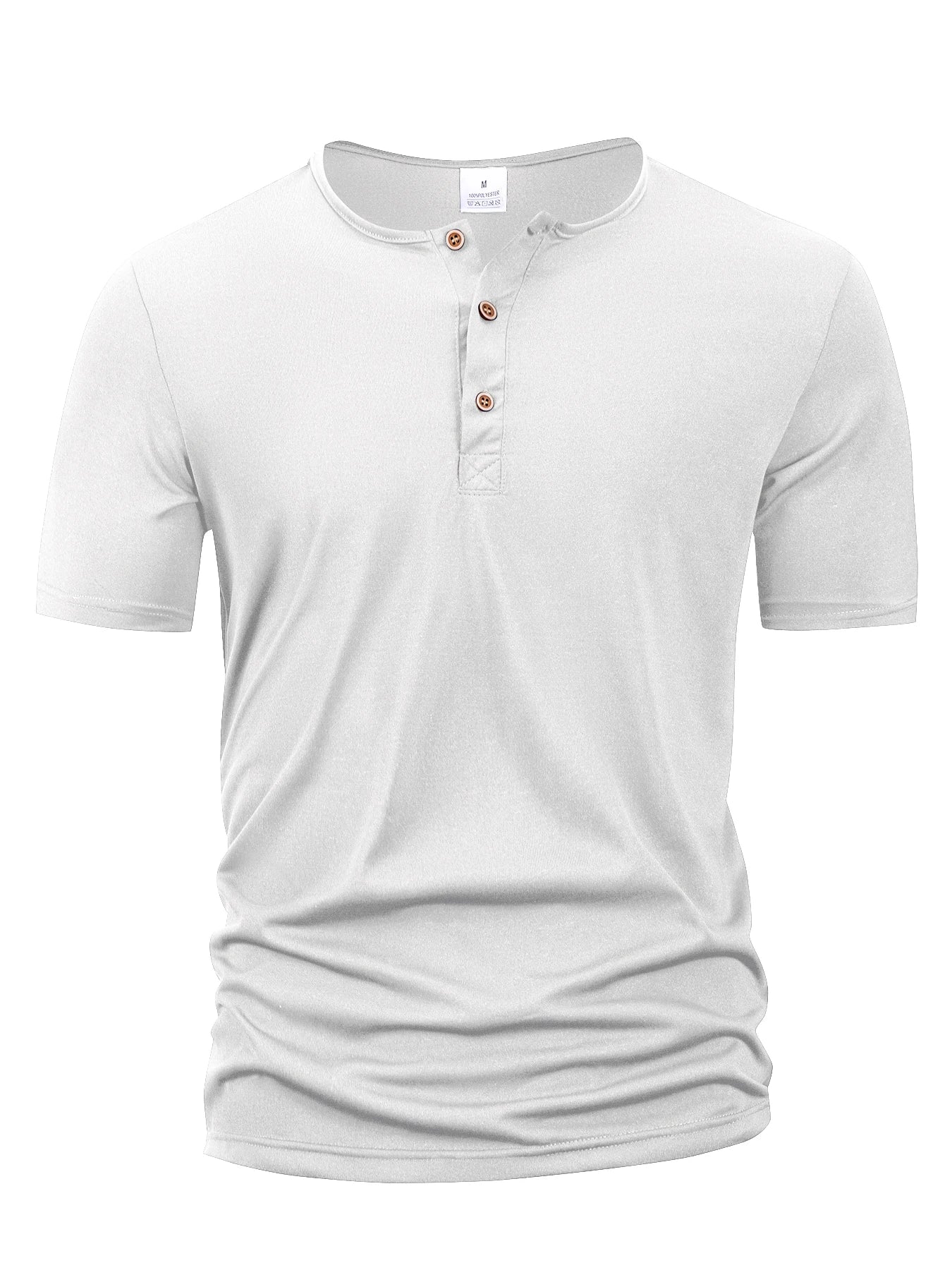 Summer Men Henley Collar T-shirts Button Slim Casual Male Solid Color Short Sleeve Men Sports T-shirt Polo shirt Tops