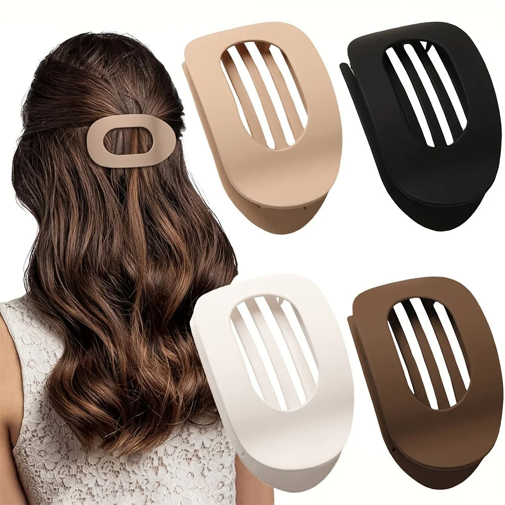 4Pcs/Set New Elegant Matte Acrylic Rounded Duckbill Hair Clips Women Fashion Solid Color Plastic Hairpin Hair Accessories