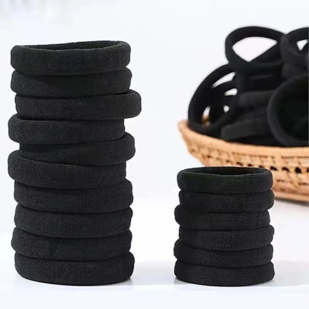10/100pcs Black Hair Ties, No Damage Seamless Hair Ties Ponytail Holders Elastics Hair Accessories for Women Girls