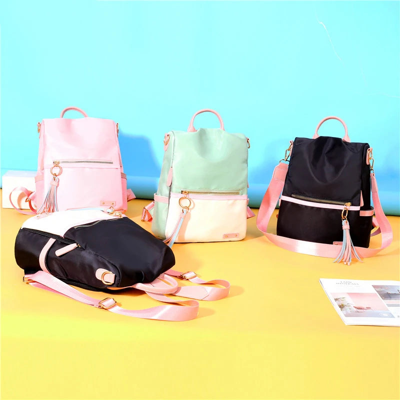 Waterproof Oxford Women Backpack Fashion Anti-theft School Bag Embroidery Designer Female Large Capacity Travel Shoulder Handbag