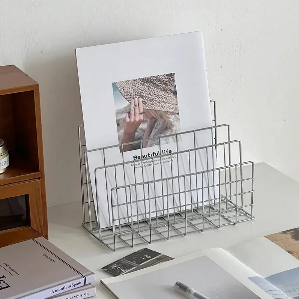 Ins Minimalist Iron Desktop Storage Rack Organizer Table Metal Organizing Rack Bookshelf Desk Multi-functional Storage Rack
