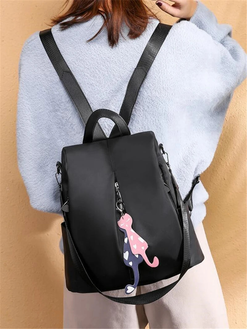 Waterproof Oxford Women Backpack Fashion Anti-theft School Bag Embroidery Designer Female Large Capacity Travel Shoulder Handbag