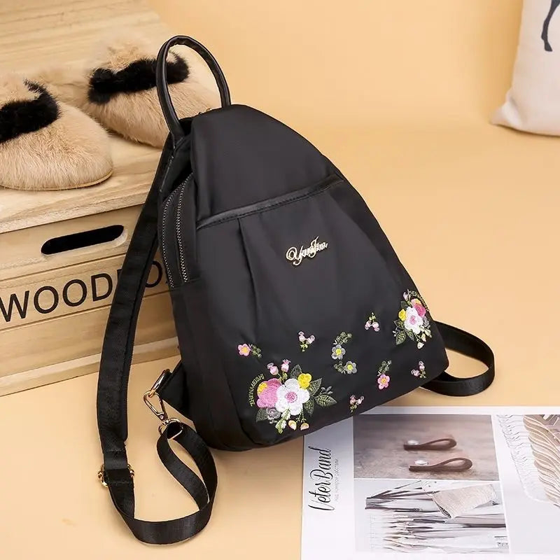 Waterproof Oxford Women Backpack Fashion Anti-theft School Bag Embroidery Designer Female Large Capacity Travel Shoulder Handbag