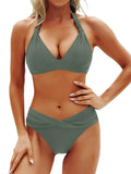 Circyy Contrast Color Sexy Bikini Set Women Swimsuit Two-Piece Deep V-Neck Swimsuits Swimwear Summer Fashion Bathing Beachwear