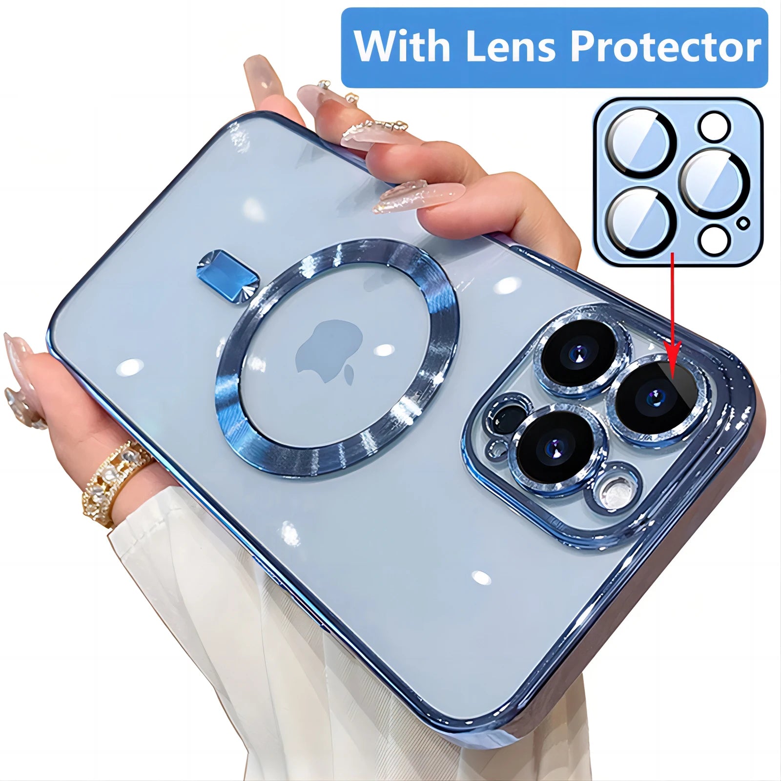 Magnetic Plating Case For iPhone 15 16 14 17 Pro Max Air Camera Lens Protector Glass For Magsafe Wireless Charger Cover