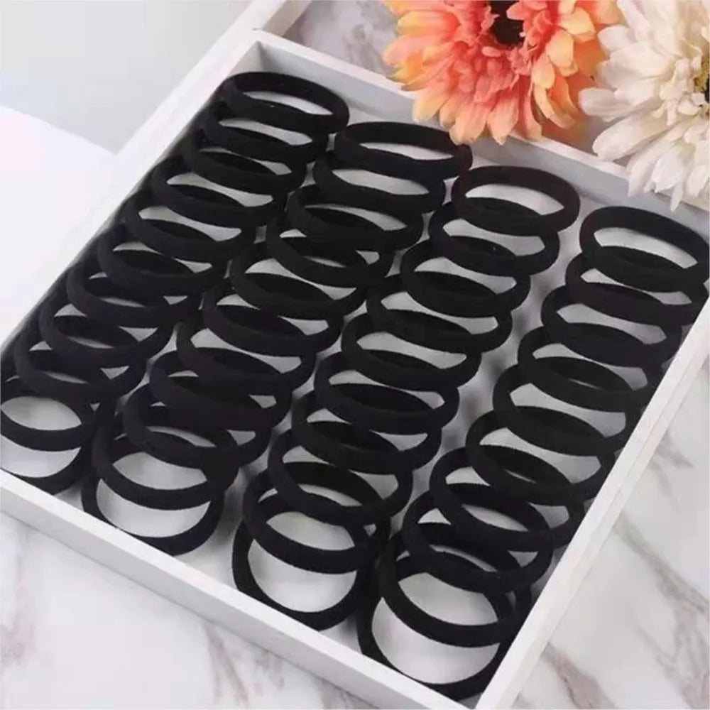 10/100pcs Black Hair Ties, No Damage Seamless Hair Ties Ponytail Holders Elastics Hair Accessories for Women Girls