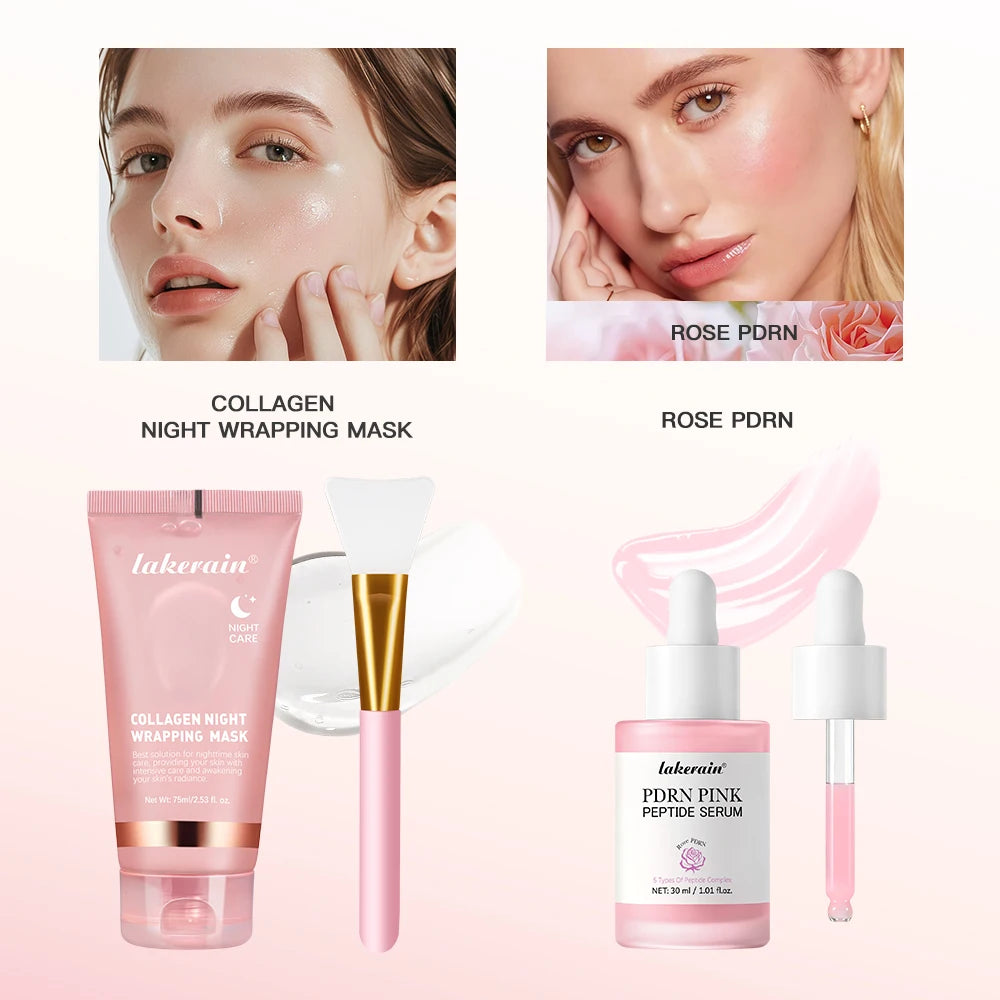 Collagen Wrapping Mask &Salmon DNA PDRN Pink Peptide Serum Pink Glow Serum Remove Skin Darkness Moisturizing Firming Korean Skin