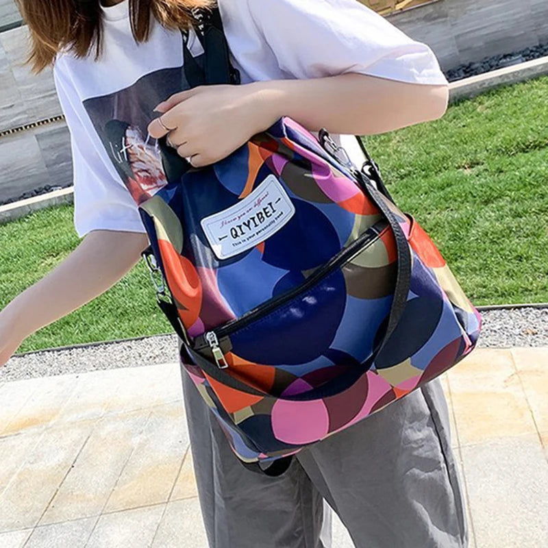 Waterproof Oxford Women Backpack Fashion Anti-theft School Bag Embroidery Designer Female Large Capacity Travel Shoulder Handbag