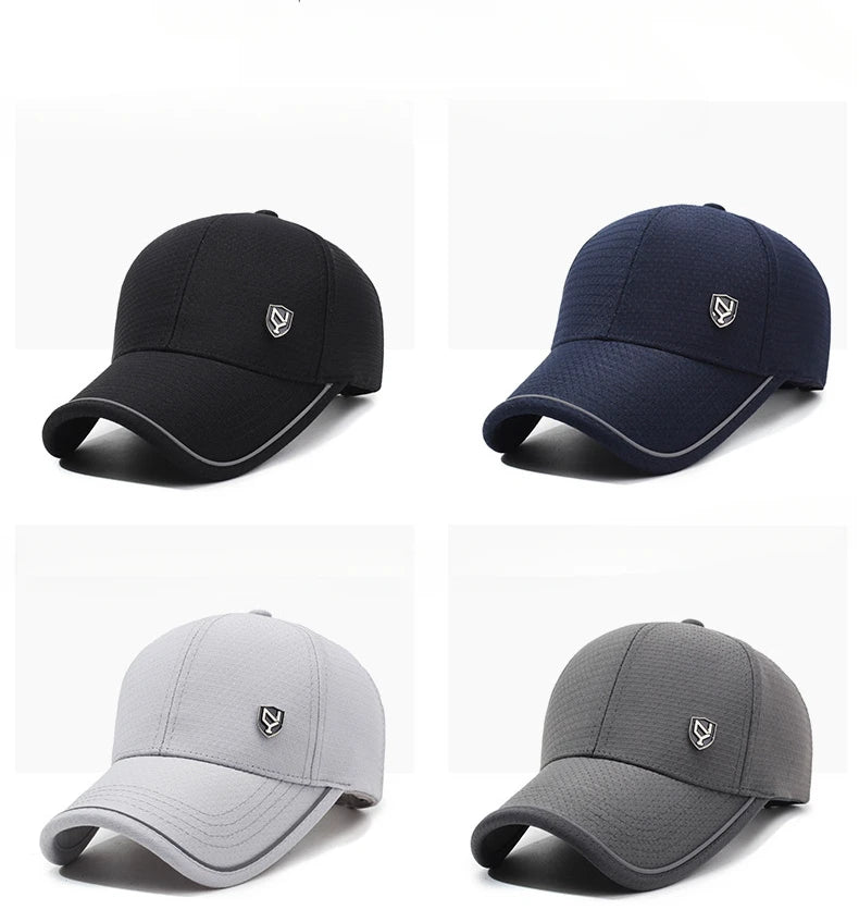 Summer Men's Black Breathable Cap Versatile Korean Version Versatile Men's Baseball Outdoor Recreational Fishing Sun Hat 56-60cm