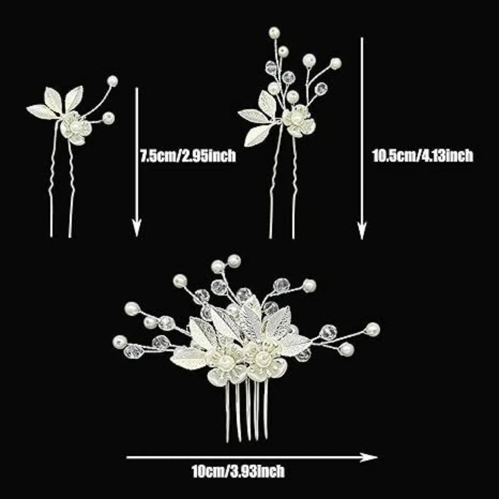 5 Pcs Crystal Luxury Hair Accessories Set Sweet Romantic Women's Bride Party Wedding Accessories Jewelry Hair Clip Hair Comb Set