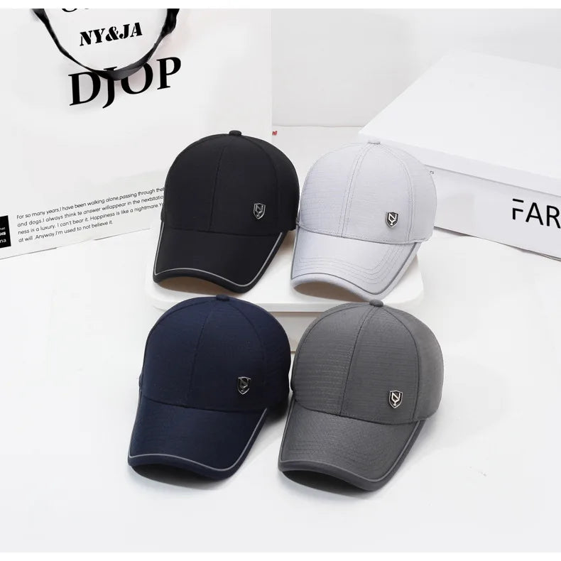 Summer Men's Black Breathable Cap Versatile Korean Version Versatile Men's Baseball Outdoor Recreational Fishing Sun Hat 56-60cm