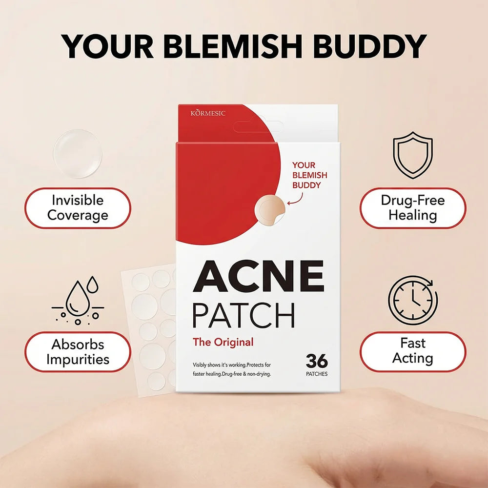 36pcs Hydrocolloid Acne Patches Invisible Pimple Patches for Face Absorb Pus Oil Reduce Redness Zit Stickers All Day Invisible