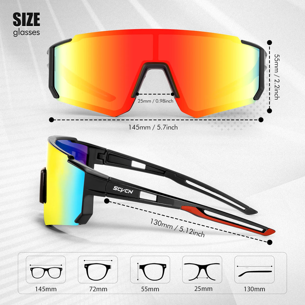 SCVCN New Cycling Sunglasses Road Outdoor Driving Bike Glasses Men Women Sports Mountain Climbing Bicycle Cycling UV400 Eyewear
