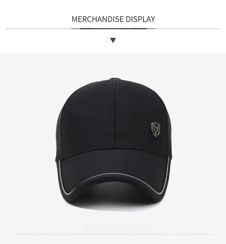 Summer Men's Black Breathable Cap Versatile Korean Version Versatile Men's Baseball Outdoor Recreational Fishing Sun Hat 56-60cm