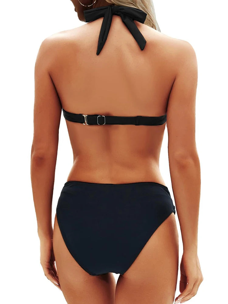 Circyy Contrast Color Sexy Bikini Set Women Swimsuit Two-Piece Deep V-Neck Swimsuits Swimwear Summer Fashion Bathing Beachwear