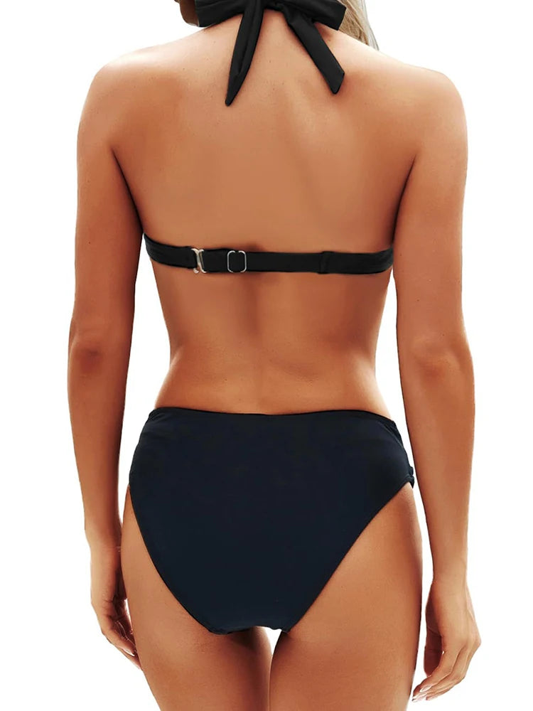 Circyy Contrast Color Sexy Bikini Set Women Swimsuit Two-Piece Deep V-Neck Swimsuits Swimwear Summer Fashion Bathing Beachwear