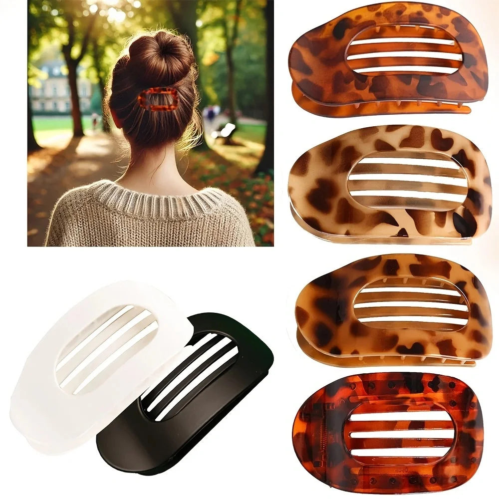 4Pcs/Set New Elegant Matte Acrylic Rounded Duckbill Hair Clips Women Fashion Solid Color Plastic Hairpin Hair Accessories