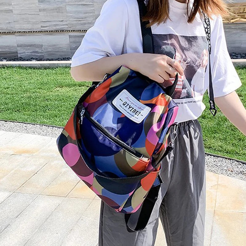 Waterproof Oxford Women Backpack Fashion Anti-theft School Bag Embroidery Designer Female Large Capacity Travel Shoulder Handbag