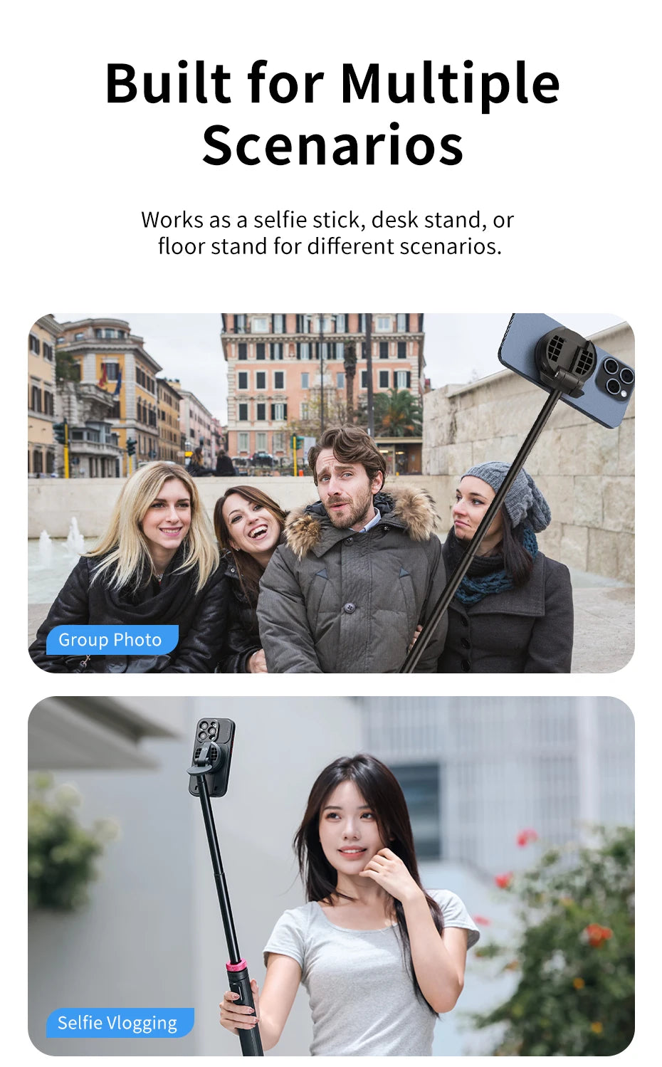 Ulanzi MT-84 1.53M Magsafe Selfie Stick Tripod Stand Bluetooth Remote Phone Extension Tripod for IPhone 16 15 LiveStreaming Vlog