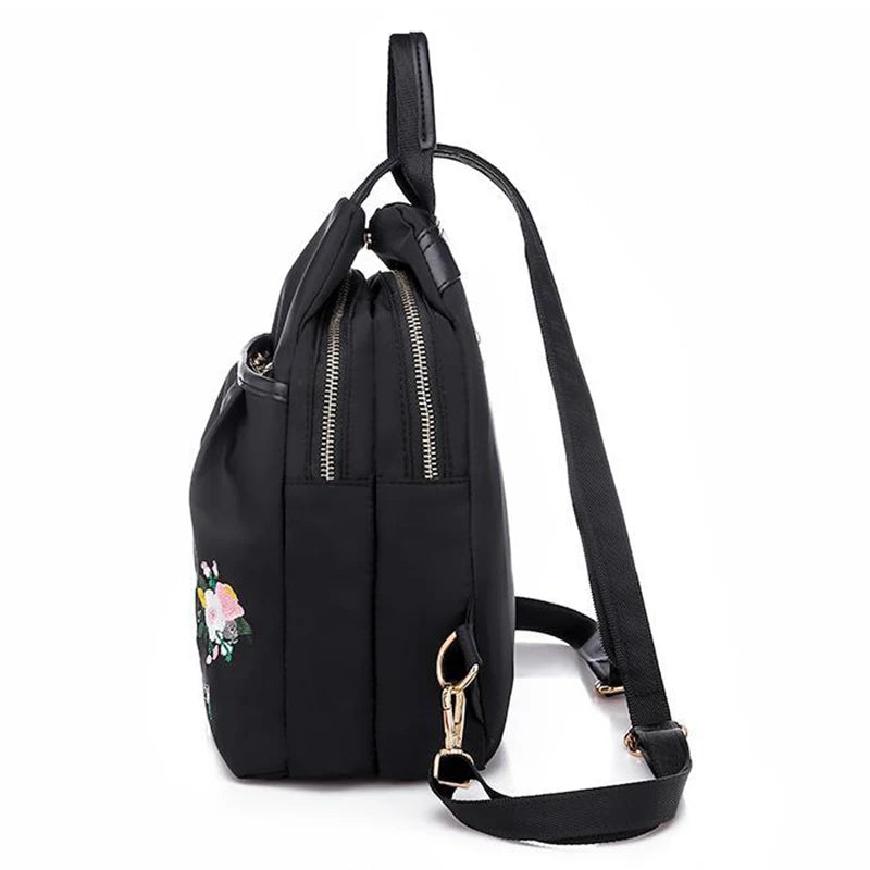 Waterproof Oxford Women Backpack Fashion Anti-theft School Bag Embroidery Designer Female Large Capacity Travel Shoulder Handbag