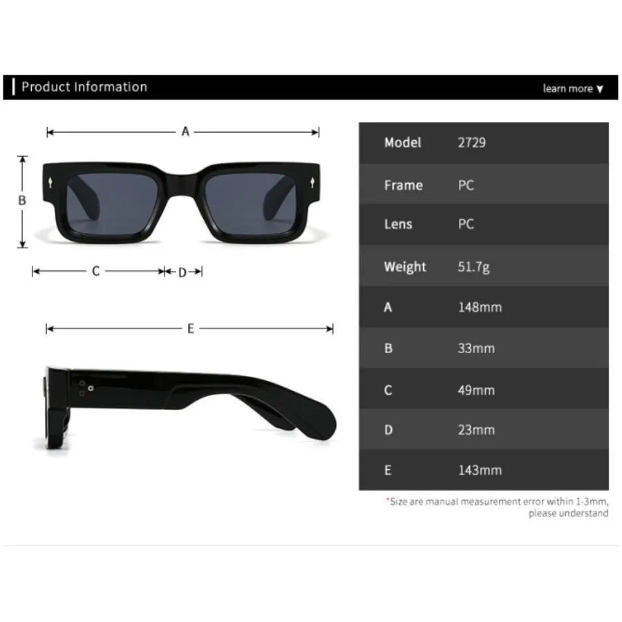 New Vintage Small Square Sunglasses For Women Men Fashion Retro Thick Edge Frame Luxury Male Sun Glasses Shades UV400 Eyeglasses