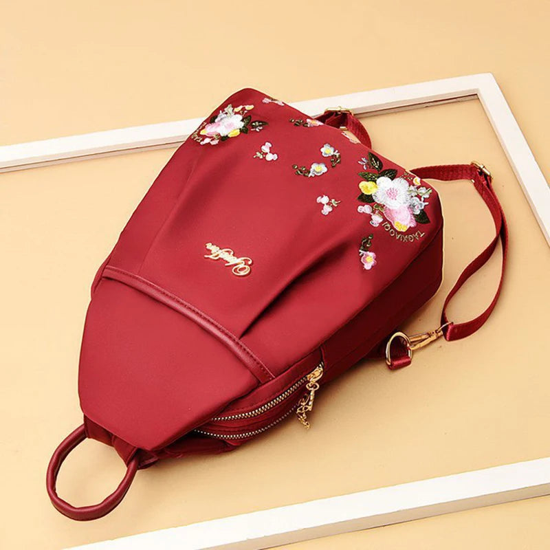 Waterproof Oxford Women Backpack Fashion Anti-theft School Bag Embroidery Designer Female Large Capacity Travel Shoulder Handbag
