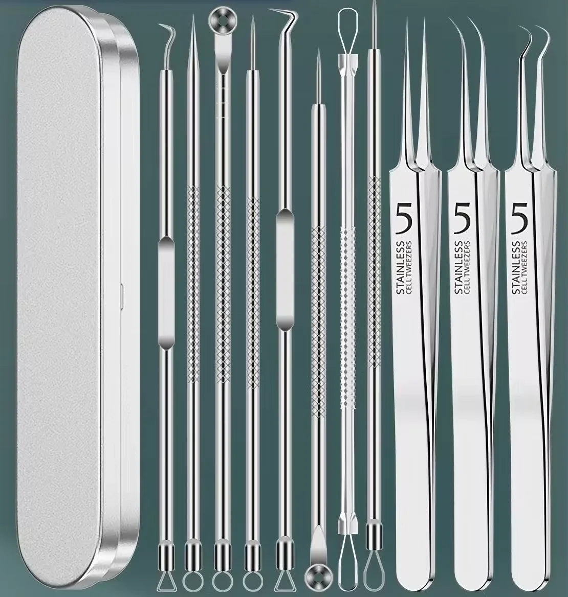11pcs Acne Blackhead Removal Needles Kit Black Spot Blemish Pimple  Needle Deep Cleansing Tool Face Skin Care Stainless Steel