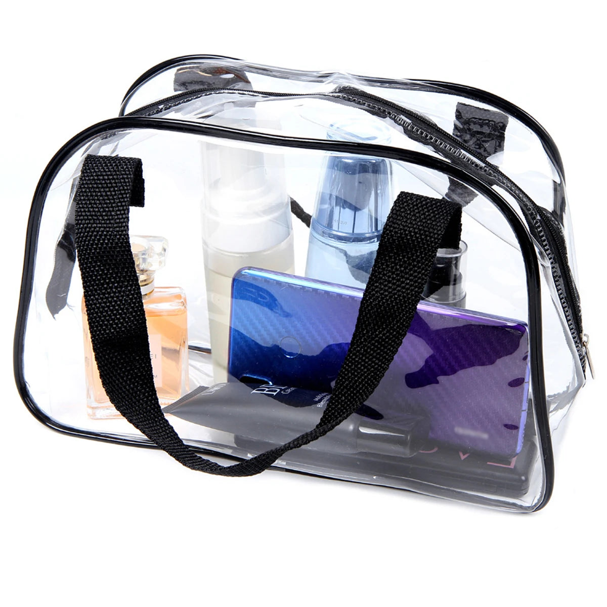 PVC for Travel & Concert Transparent Cosmetic Bag Clear Stadium Approved Tote Bag Travel Toiletries Bag Small Handbag