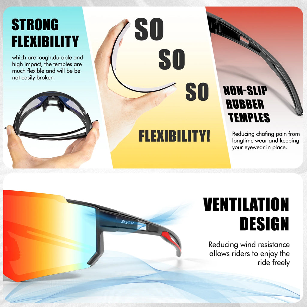 SCVCN New Cycling Sunglasses Road Outdoor Driving Bike Glasses Men Women Sports Mountain Climbing Bicycle Cycling UV400 Eyewear